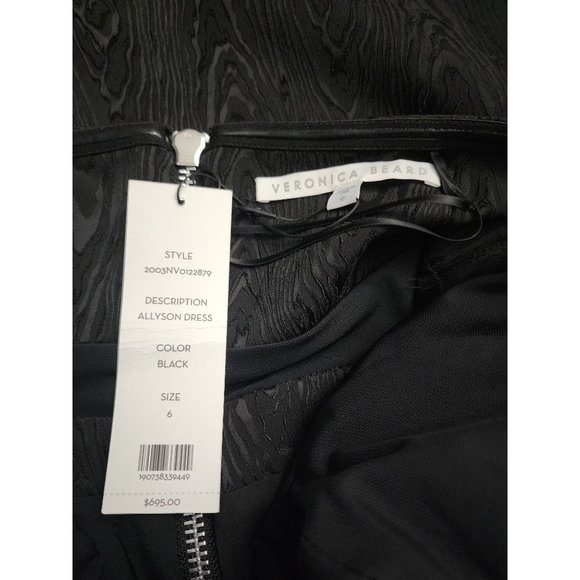 Veronica Beard New NWT Allyson Silver Zip Black Strapless Dress 6 - Picture 6 of 7